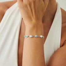 Boho Silver Tone Turquoise Inlaid Necklace Bracelet - ArtGalleryZen