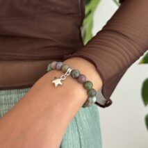 Boho Star Pendant Chalcedony Beaded Bracelet - ArtGalleryZen