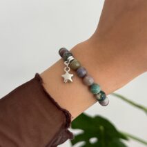 Boho Star Pendant Chalcedony Beaded Bracelet - ArtGalleryZen
