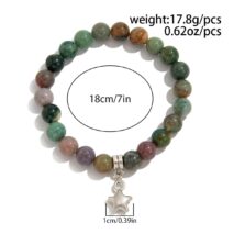 Boho Star Pendant Chalcedony Beaded Bracelet - ArtGalleryZen