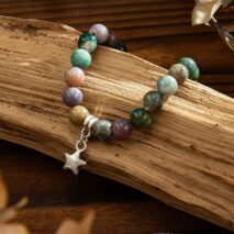 Boho Star Pendant Chalcedony Beaded Bracelet - ArtGalleryZen