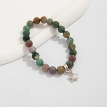 Boho Star Pendant Chalcedony Beaded Bracelet - ArtGalleryZen