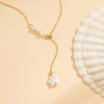 Boho Star Pendant Pearl Chain Y Necklace - ArtGalleryZen