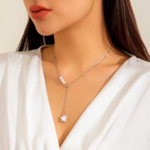 Boho Star Pendant Pearl Chain Y Necklace - ArtGalleryZen