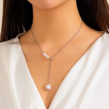 Boho Star Pendant Pearl Chain Y Necklace - ArtGalleryZen