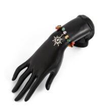 Boho Sun Charm Turquoise Stone Wax Cord Bracelet - ArtGalleryZen