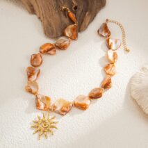 Boho Sun Pendant Natural Shell Necklace - ArtGalleryZen
