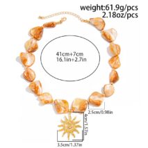 Boho Sun Pendant Natural Shell Necklace - ArtGalleryZen