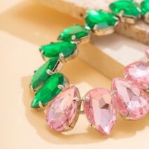 Boho Two Tone CZ Inlaid Waterdrop Choker Necklace - ArtGalleryZen