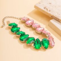 Boho Two Tone CZ Inlaid Waterdrop Choker Necklace - ArtGalleryZen