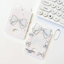 Bowknot Polka Dots Kpop Keychain Acrylic Photocard Holder - ArtGalleryZen