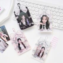 Bowknot Polka Dots Kpop Keychain Acrylic Photocard Holder - ArtGalleryZen