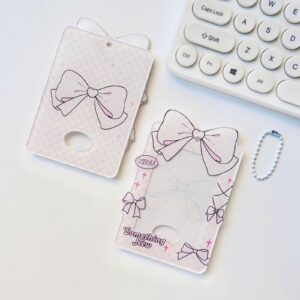 Bowknot Polka Dots Kpop Keychain Acrylic Photocard Holder - ArtGalleryZen