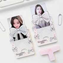 Bowknot Polka Dots Kpop Keychain Acrylic Photocard Holder - ArtGalleryZen