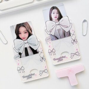 Bowknot Polka Dots Kpop Keychain Acrylic Photocard Holder - ArtGalleryZen