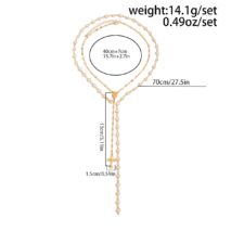 Charming 2pcs Cross Pendant Pearl Chain Y Necklace Set - ArtGalleryZen