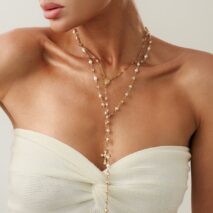 Charming 2pcs Cross Pendant Pearl Chain Y Necklace Set - ArtGalleryZen
