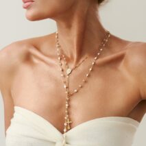 Charming 2pcs Cross Pendant Pearl Chain Y Necklace Set - ArtGalleryZen