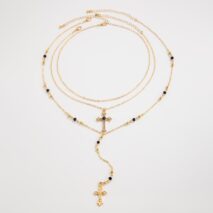 Charming 3pcs Rhinestone Inlaid Cross Pendant Y Necklace Set - ArtGalleryZen