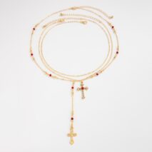 Charming 3pcs Rhinestone Inlaid Cross Pendant Y Necklace Set - ArtGalleryZen