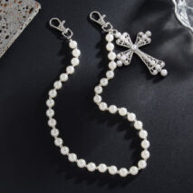 Charming Gold Silver Plated Cross Pendant Pearl Trouser Chain - ArtGalleryZen