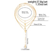 Charming Layered Cross Pattern Oval Disk Pendant Y Necklace Set - ArtGalleryZen