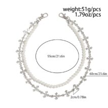 Charming Layered Cross Pearl Trouser Chain - ArtGalleryZen