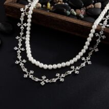 Charming Layered Cross Pearl Trouser Chain - ArtGalleryZen