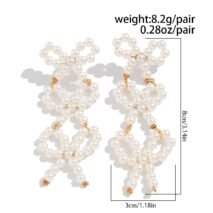 Charming Pearl Beaded Bowknot Dangle Earrings - ArtGalleryZen