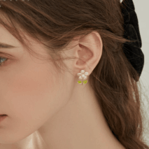 Charming Pearl Inlaid CZ Flower Earrings - ArtGalleryZen