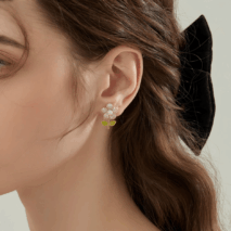 Charming Pearl Inlaid CZ Flower Earrings - ArtGalleryZen