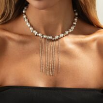 Charming Pearl Irregular Beaded Chain Tassel Choker Necklace Bracelet - ArtGalleryZen