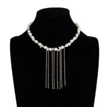 Charming Pearl Irregular Beaded Chain Tassel Choker Necklace Bracelet - ArtGalleryZen