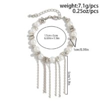 Charming Pearl Irregular Beaded Chain Tassel Choker Necklace Bracelet - ArtGalleryZen