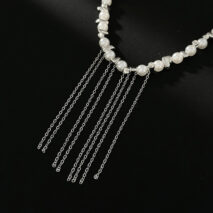 Charming Pearl Irregular Beaded Chain Tassel Choker Necklace Bracelet - ArtGalleryZen