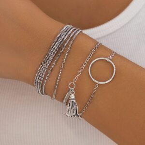 Chc Multi-Layered Tassel Ring Bracelet Set - ArtGalleryZen