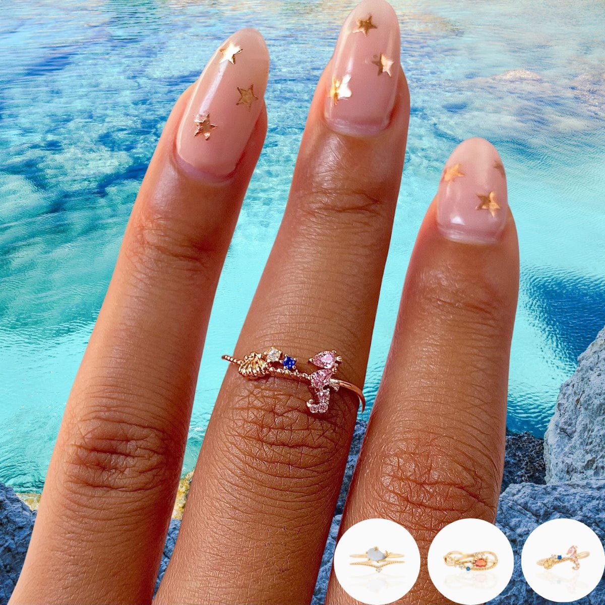 Chic 18K Gold Filled CZ Inlaid Aquarium Ring - ArtGalleryZen