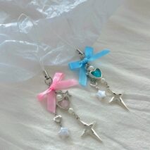 Chic 2pcs Bowknot Heart Star Keychain Phone Strap Set - ArtGalleryZen