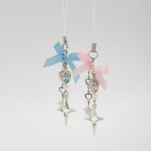 Chic 2pcs Bowknot Heart Star Keychain Phone Strap Set - ArtGalleryZen