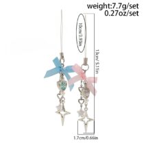 Chic 2pcs Bowknot Heart Star Keychain Phone Strap Set - ArtGalleryZen