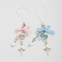 Chic 2pcs Bowknot Heart Star Keychain Phone Strap Set - ArtGalleryZen