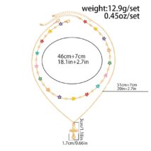 Chic 2pcs Cross Pendant Colorful Star Chain Necklace Set - ArtGalleryZen