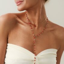 Chic 2pcs Enamel Cherry Rhinestone Chain Y Necklace Set - ArtGalleryZen