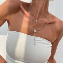 Chic 2pcs Pattern Round Disk Cross Pendant Saturn Chain Y Necklace Set - ArtGalleryZen