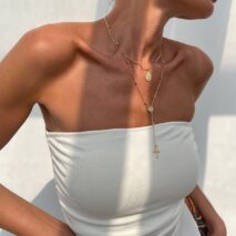 Chic 2pcs Pattern Round Disk Cross Pendant Saturn Chain Y Necklace Set - ArtGalleryZen