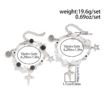 Chic 2pcs Star Lollipop Charm Agate Crystal Chain Matching Bracelet Set - ArtGalleryZen