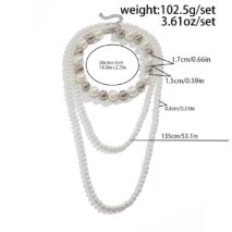 Chic 2Pcs Two Tone Pearl Long Chain Necklace Set - ArtGalleryZen