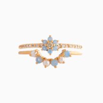 Chic 2 Pieces Crystal Floral Matching Ring Set - ArtGalleryZen