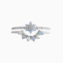 Chic 2 Pieces Crystal Floral Matching Ring Set - ArtGalleryZen
