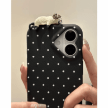 Chic 3D Kitten Polka Dot Leather iPhone Case - ArtGalleryZen